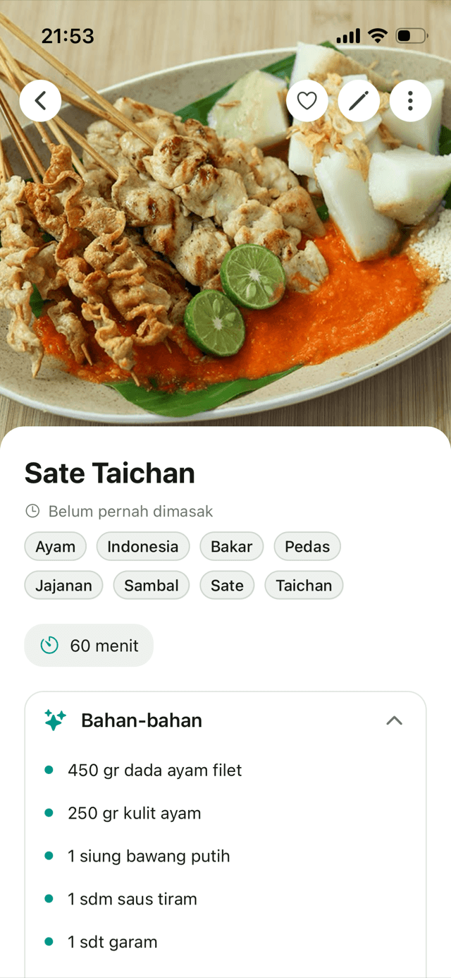 Recipe detail screen